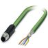 Phoenix Contact Cat5 Straight Male M8 to Unterminated Ethernet Cable, Green PUR Sheath, 1m