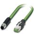 Phoenix Contact Green Polyurethane Cat5 Cable Aluminium Foil, Tinned Copper Braid, 1m Plug Straight RJ45