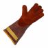 Liscombe Red Leather Heat Resistant Work Gloves, Size 9, Brontoguard Leather Coating