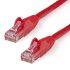 StarTech.com Cat6 Straight RJ45 to Straight RJ45 Ethernet Cable, U/UTP Shield, Red PVC Sheath, 1.5m