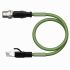 Turck Cat5e Straight Male M12 to Male RJ45 Ethernet Cable, Aluminium Foil, Tinned Copper Braid, Green PUR Sheath, 10m