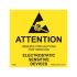 SCS Yellow Safety Labels, Attention-Text 51 mm x 51mm