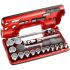 Facom 21-Piece Metric 1/2 in Standard Socket Set with Ratchet, 12 point