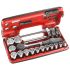 Facom 22-Piece Metric 1/2 in Standard Socket Set with Ratchet, 12 point