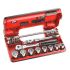 Facom 18-Piece Metric 3/8 in Standard Socket Set with Ratchet, 6 point
