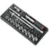 Facom 26-Piece Metric 1/2 in Standard Socket Set with Ratchet, 6 point