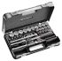 Facom 30-Piece Metric 1/2 in Standard Socket Set with Ratchet, 12 point