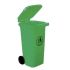 RS PRO 120L Green Polypropylene Dustbin