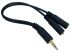 RS PRO Male 3.5mm Stereo Jack to Female 3.5mm Stereo Jack x 2 Aux Cable, 200mm