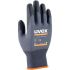 Uvex Uvex Athletic Black, Grey Elastane, Polyamide Damp Environment Gloves, Size 7, Small, NBR Coating
