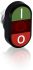 ABB MPD1 Series Green, Red Push Button Head, Momentary Actuation, 22.5mm Cutout