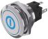 EAO 82 Series Yes Flush Mount (On)-Off Push Button Switch, Single Pole Double Throw, IP65, IP67, Blue LED