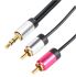 Okdo Male 3.5mm Stereo Jack to Male RCA x 2 Aux Cable, Black, 2m