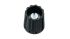Mando de potenciómetro Elma, eje 6mm, diámetro 21mm, Color Negro, indicador Negro Eje redondo