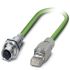 Phoenix Contact Ethernet Cable, M12 Flush-type to Plug RJ45, Aluminium Foil, Tinned Copper Braid Shield, Green, 0.5
