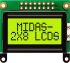 Midas MC20805B6W-SPTLY-V2 Alphanumeric LCD Alphanumeric Display, 2 Rows by 8 Characters
