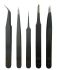 RS PRO Steel, Curved, Fine, Rounded, Sharp, ESD Tweezer Set