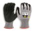 Tilsatec Black, Grey HPPE, PET, Polyamide, Spandex, Steel Cut Resistant Gloves, Size 9, Large, Foam Nitrile Coating
