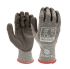 Tilsatec Black, Grey Glass Fiber, PET, Polyamide, Spandex Good Dexterity Gloves, Size 8, Medium, Polyurethane Coating