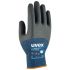 Uvex phynomic pro Black, Blue Elastane Abrasion Resistant Work Gloves, Size 6, XS, Aqua Polymer Coating