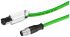 Siemens Cat5e Female M12 to RJ45 Ethernet Cable, Aluminium foil with a braided tin-plated copper wire screen, Green, 2m