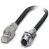 Phoenix Contact Cat5e Female M12 to Male RJ45 Ethernet Cable, Shielded Shield, Black, 2m