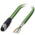 Phoenix Contact Cat5 Straight Male M8 to Unterminated Ethernet Cable, Shielded, Green, 5m