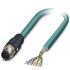 Phoenix Contact Cat5 Straight Male M12 to Unterminated Ethernet Cable, Shielded Shield, Blue, 2m