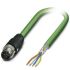 Phoenix Contact Cat5 Straight Male M12 to Male Unterminated Ethernet Cable, Shielded, Green, 2m