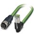 Phoenix Contact Cat5 Straight Female M12 to Right Angle Male RJ45 Ethernet Cable, Shielded, Green, 1m
