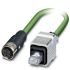 Phoenix Contact Cat5 Straight Female M12 to Straight Male M12 Ethernet Cable, Shielded Shield, Green, 1m