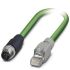 Phoenix Contact Cat5 Straight Male M12 to Straight Male RJ45 Ethernet Cable, Shielded, Green, 2m