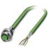 Phoenix Contact Cat5 Straight Female M12 to Unterminated Ethernet Cable, Shielded Shield, Green, 5m