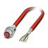 Phoenix Contact Cat5 Straight Female M12 to Unterminated Ethernet Cable, Shielded, Red, 5m