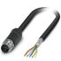 Phoenix Contact Cat5 Straight Male M12 to Unterminated Ethernet Cable, Shielded Shield, Black, 2m