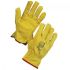 Supertouch Yellow Fleece Abrasion Resistant, Cut Resistant, Tear Resistant Work Gloves, Size 8, Medium, Leather Coating