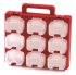 RS PRO 18 Cell Red, White Plastic Compartment Box, 330mm x 330mm x 130mm