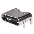 USB jack, C type, power only, 6 pin, hor
