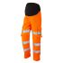 Leo Workwear CM01-O Orange Hi-Vis, Stain Resistant, Waterproof Hi Vis Trousers, 98 → 114cm Waist Size