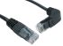 RS PRO Cat5e Straight Male RJ45 to Right Angle Male RJ45 Ethernet Cable, UTP, Black PVC Sheath, 1m