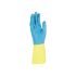 Kimberly Clark G80 Blue, Yellow Neoprene Chemical Resistant Gloves, Size 9, Large, Neoprene Coating