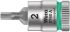 Wera 1/4 in Drive Bit Socket, Hex Bit, 2mm, 28mm Overall Length