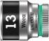 Wera 1/4 in Drive 13mm Standard Socket, 6 point, 23 mm Overall Length