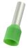 RS PRO Insulated Bootlace Ferrule, 10mm Pin Length, 3.9mm Pin Diameter, 6mm² Wire Size, Green