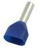 RS PRO Insulated Bootlace Ferrule, 8mm Pin Length, 2.1mm Pin Diameter, 2 x 0.75mm² Wire Size, Blue