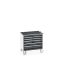 Bott 5 drawer Steel Wheeled Tool Cabinet, 785mm x 800mm x 650mm