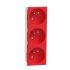 Schneider Electric Red 3 Gang Power Socket, 2 Poles, 16A, French 2P, Indoor Use