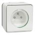 White 1 Gang Plug Socket, 2 Poles, 16A, French 2P, Indoor, Outdoor Use