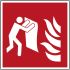 Señal de protección contra incendios autoadhesiva con pictograma: Manta contra incendios, texto en : x 148 mm