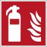 Señal de protección contra incendios autoadhesiva con pictograma: Extintor contra Incendios, texto en : x 148 mm